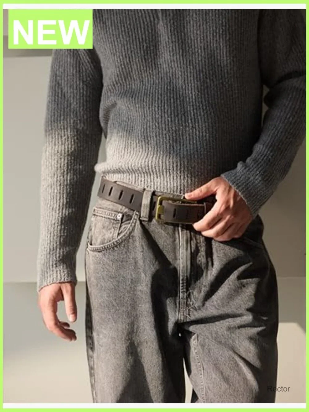 Genuine Leather Casual Belt for Jeans Full Grain Work Belt
